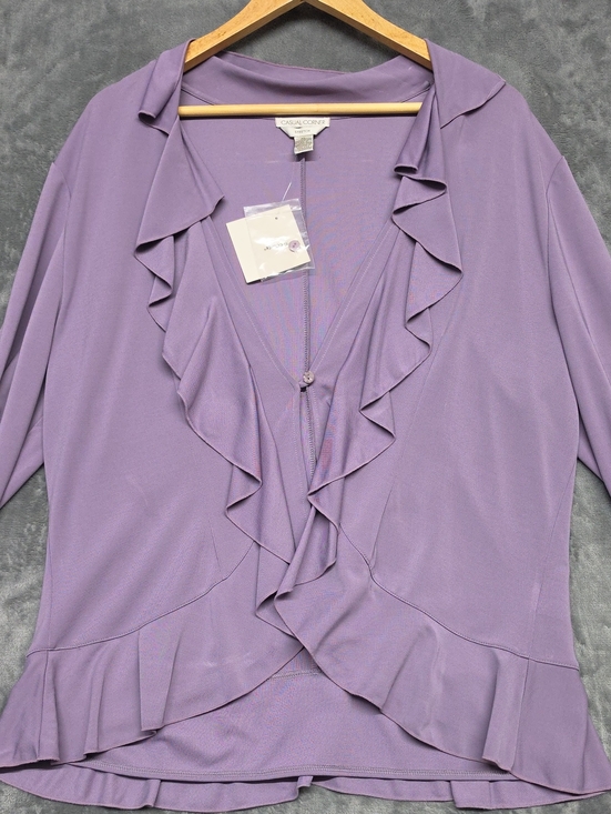 Casual Corner Tops - Casual Corner Lavender Ruffle-Trim Cardigan Sz XL